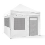 4x4 Gazebo 50 lik Alüminyum Gövde 1 Adet Tam 2 adet Sineklik+Şeffaf+Perdeli Camlı 1 Adet Sineklik+Şeffaf+Perdeli Kapılı Camlı Duvarlı Model