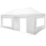 4x8 Gazebo 50 lik Alüminyum Gövde 1 Adet Tam 2 adet Şeffaf+Perdeli Camlı 1 Adet Şeffaf+Perdeli Kapılı Camlı Duvarlı Model