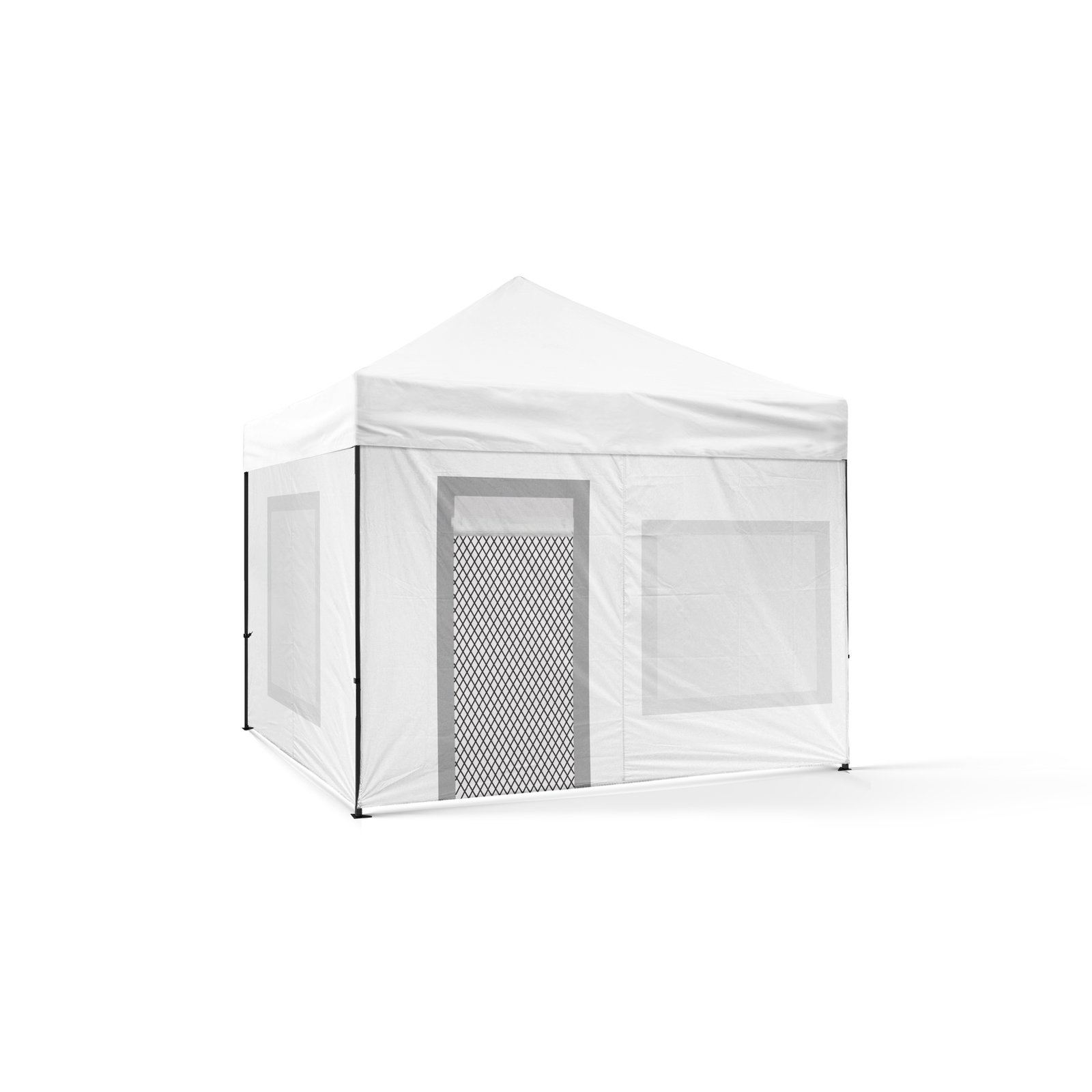 3x3 tam duvarlı + şeffaf pencereli 3x3 Gazebo 40 lık Alüminyum Gövde 1 Adet Tam Duvar 2 Adet Şeffaf Camlı 1 Adet Sineklikli Kapı+Şeffaf Camlı Duvar Model - Görsel 1