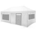 4x8 Gazebo 50 lik Alüminyum Gövde 1 Adet Tam 2 adet Sineklik+Şeffaf+Perdeli Camlı 1 Adet Sineklik+Şeffaf+Perdeli Kapılı Camlı Duvarlı Model