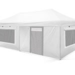 4x8 Gazebo 40lık Çelik Gövde 1 Adet Tam 2 adet Sineklik+Şeffaf+Perdeli Camlı 1 Adet Sineklik+Şeffaf+Perdeli Kapılı Camlı Duvarlı Model