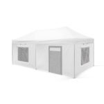 3x6 Gazebo 40lık Çelik Gövde 1 Adet Tam 2 adet Sineklik+Şeffaf+Perdeli Camlı 1 Adet Sineklik+Şeffaf+Perdeli Kapılı Camlı Duvarlı Model