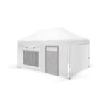 3x45 Gazebo 40lık Çelik Gövde 3 Adet Tam 1 Adet Sineklik+Şeffaf+Perdeli Kapılı Camlı Duvarlı Model