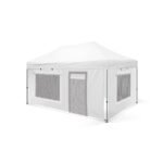 3x45 Gazebo 40lık Alüminyum Gövde 1 Adet Tam 2 Adet Sineklik+Şeffaf+Perdeli 1 Adet Sineklik+Şeffaf+Perdeli Kapılı Camlı Duvarlı Model