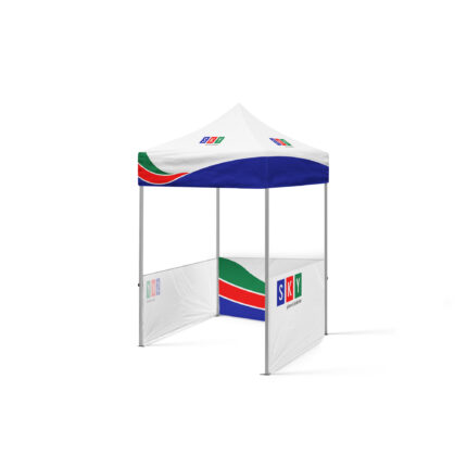 2x2 Gazebo Baskılı Tavan 40'lık Çelik Gövdeli 3 Adet Yarım Duvarlı Model