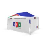 3x45 Gazebo Baskılı Tavan 52'lik Alüminyum İskelet 4 adet Baskılı Tam Duvarlı Model