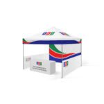 3x3 Gazebo Baskılı Tavan 40'lık Çelik İskelet 1 adet Baskılı Tam Duvar 2 Adet Baskılı Yarım Duvarlı Model