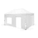 3x4.5 Gazebo 40lık Alüminyum Gövde 3 Adet Tam 1 Adet Şeffaf+Perdeli Kapılı Camlı Duvarlı Model
