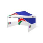 3x45 Gazebo Baskılı Tavan 52'lik Alüminyum İskelet 1 adet Baskılı Tam Duvar 2 Adet Baskılı Yarım Duvarlı Model